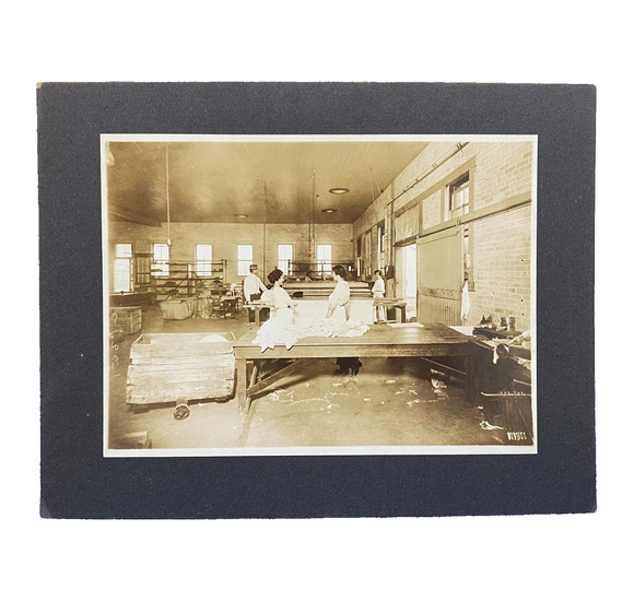 Other - Antique Photo Women Laundry Brick Building Cotton Fabric Factory Pool Table 5x7